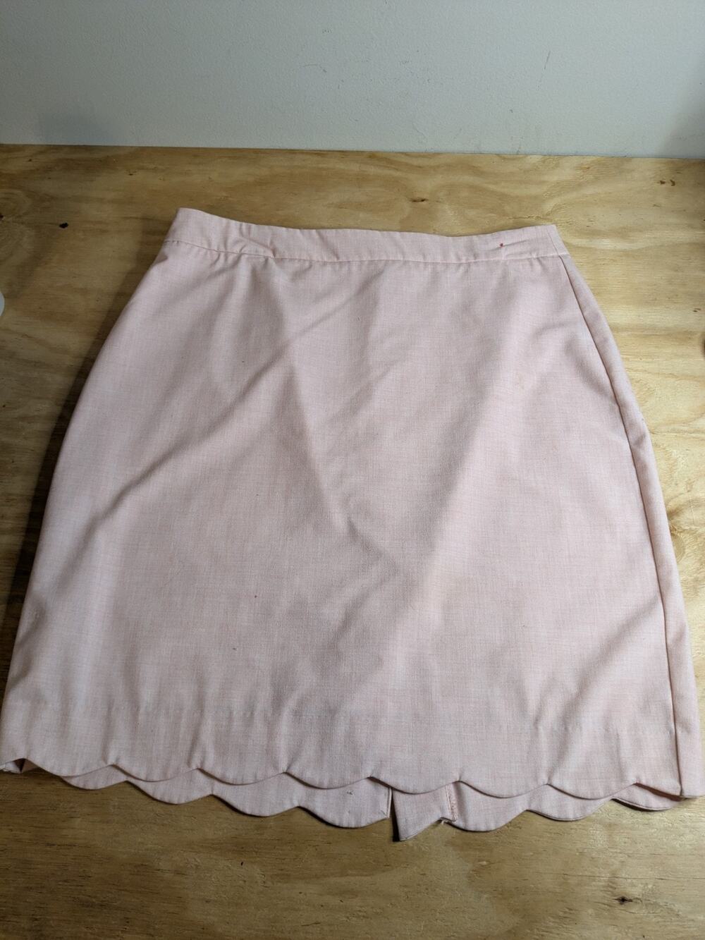 Elle Women’s Sz 14 Pencil Skirt Knee Length Pink Heather Scalloped Hem
